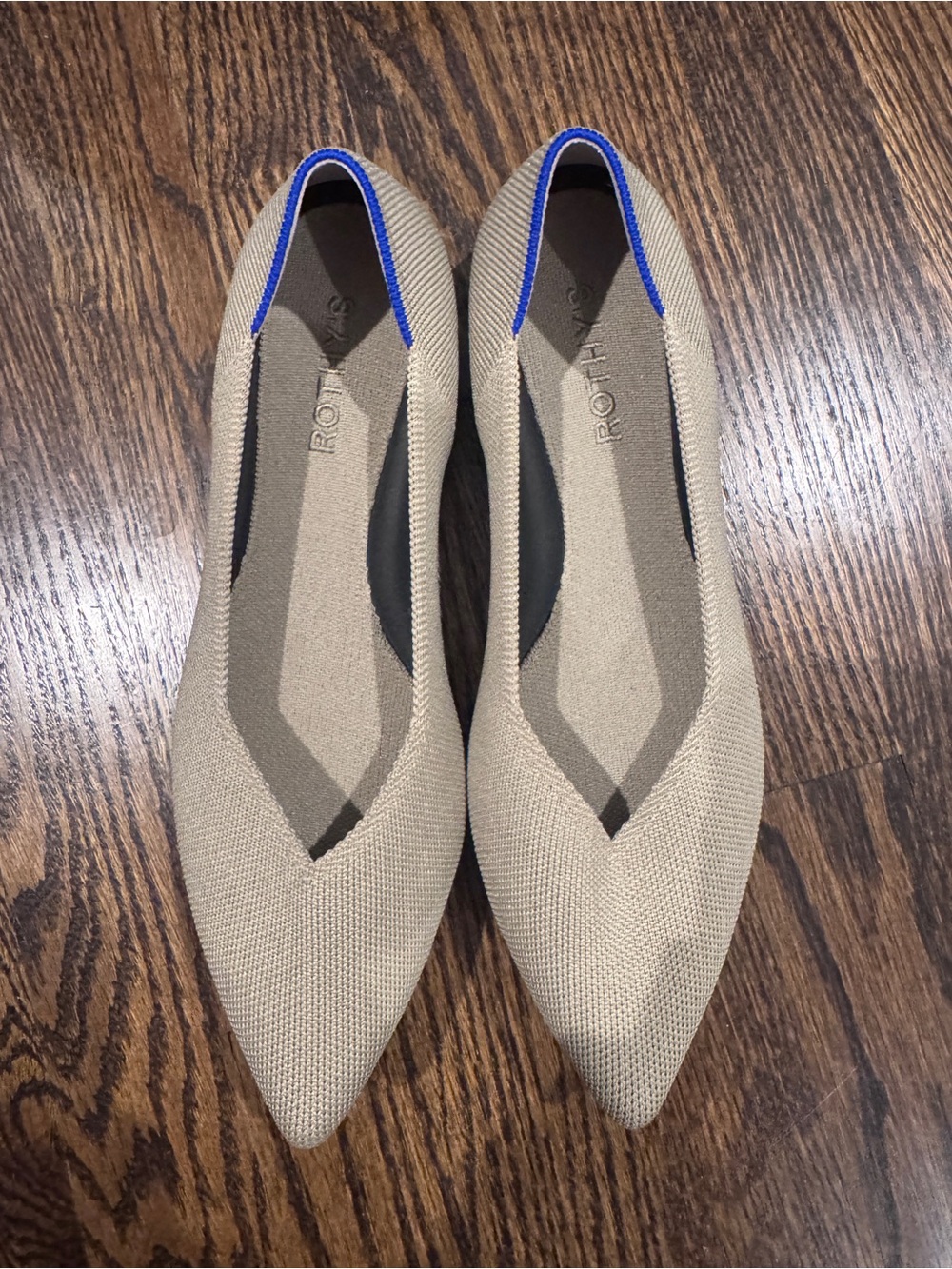 Rothy's The Point flat shoe in a beige knit